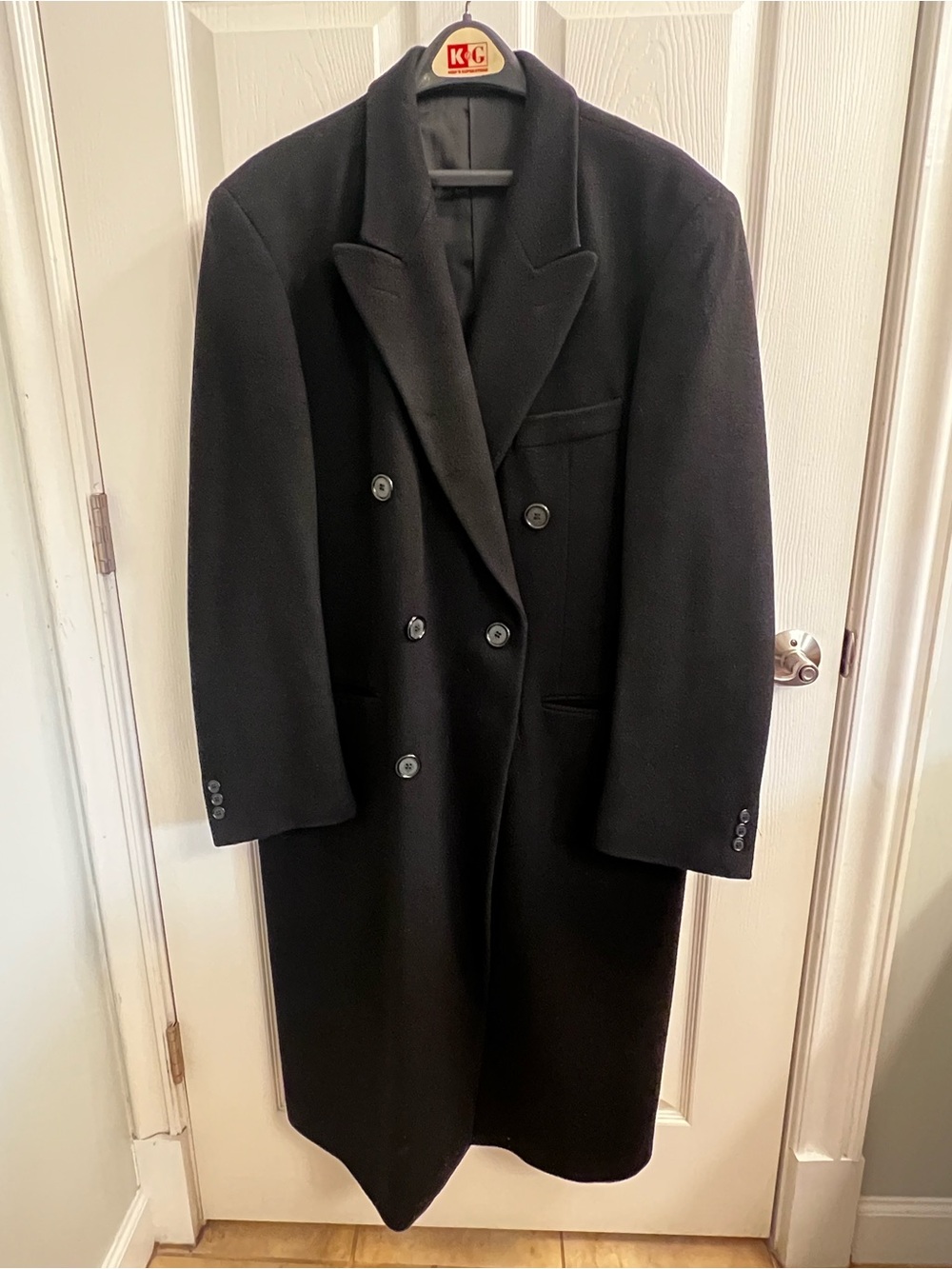 Vintage Italian cashmere men’s black Wellington Executive Overcoat